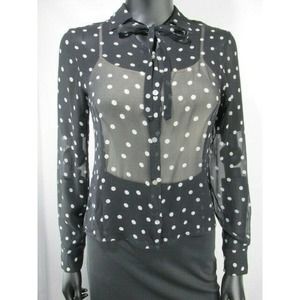 Mossimo Sheer Polka Dot Silk Blouse